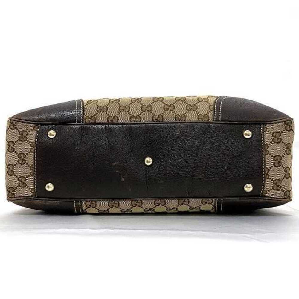 Gucci Shoulder Tote Rion Leather Princy GG Beige Logo Canvas Bag Brown - Picture 4 of 10